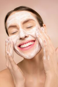 Woman-With-White-Facial -Soap-on-Face